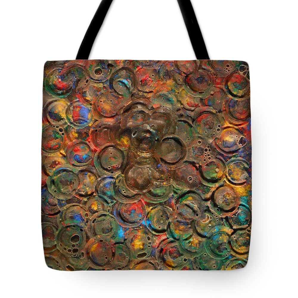 Imperfect Harmony Tote Bag featuring the mixed media Imperfect Harmony - Icy Abstract 26 by Sami Tiainen