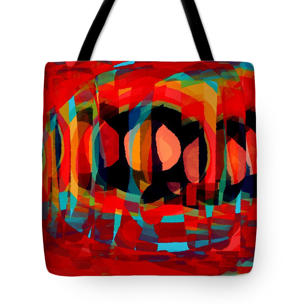 Colorful Art Tote Bag featuring the digital art Implosion by Bonnie Bruno