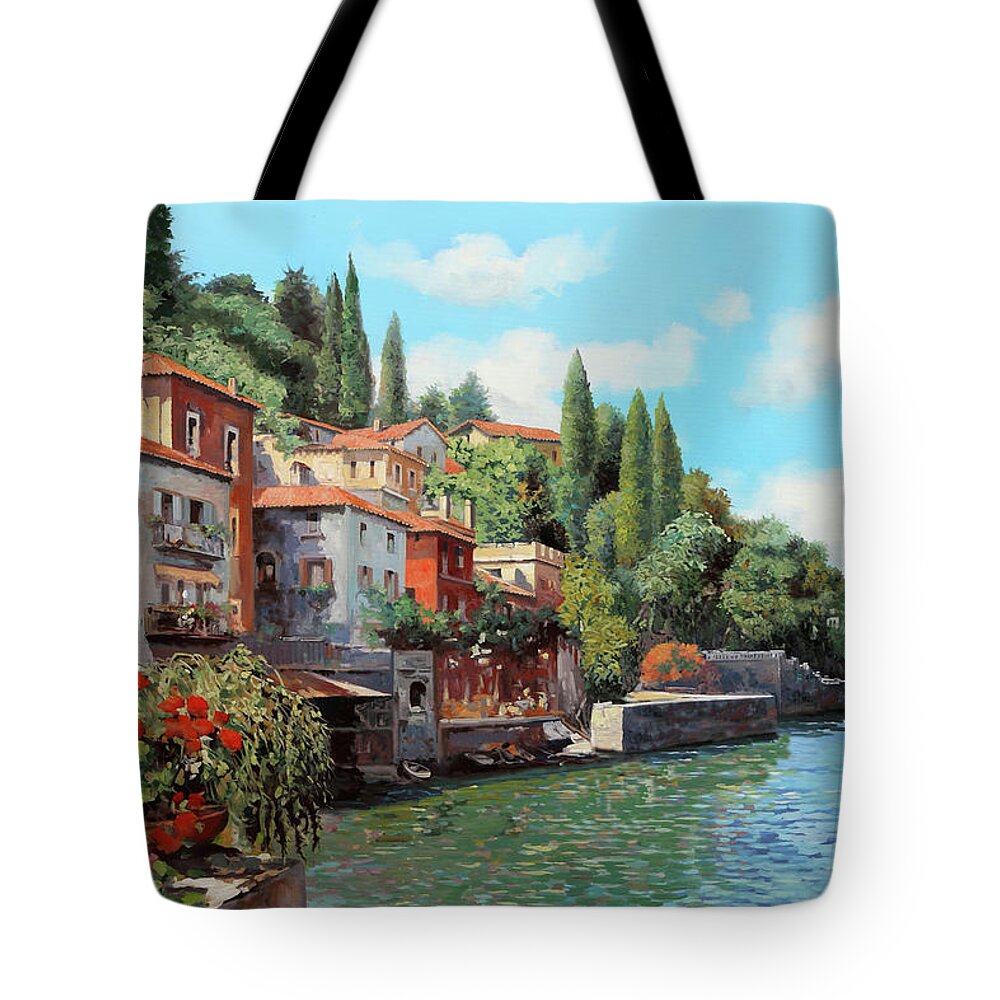 Lake Como Tote Bag featuring the painting Impressioni Del Lago by Guido Borelli
