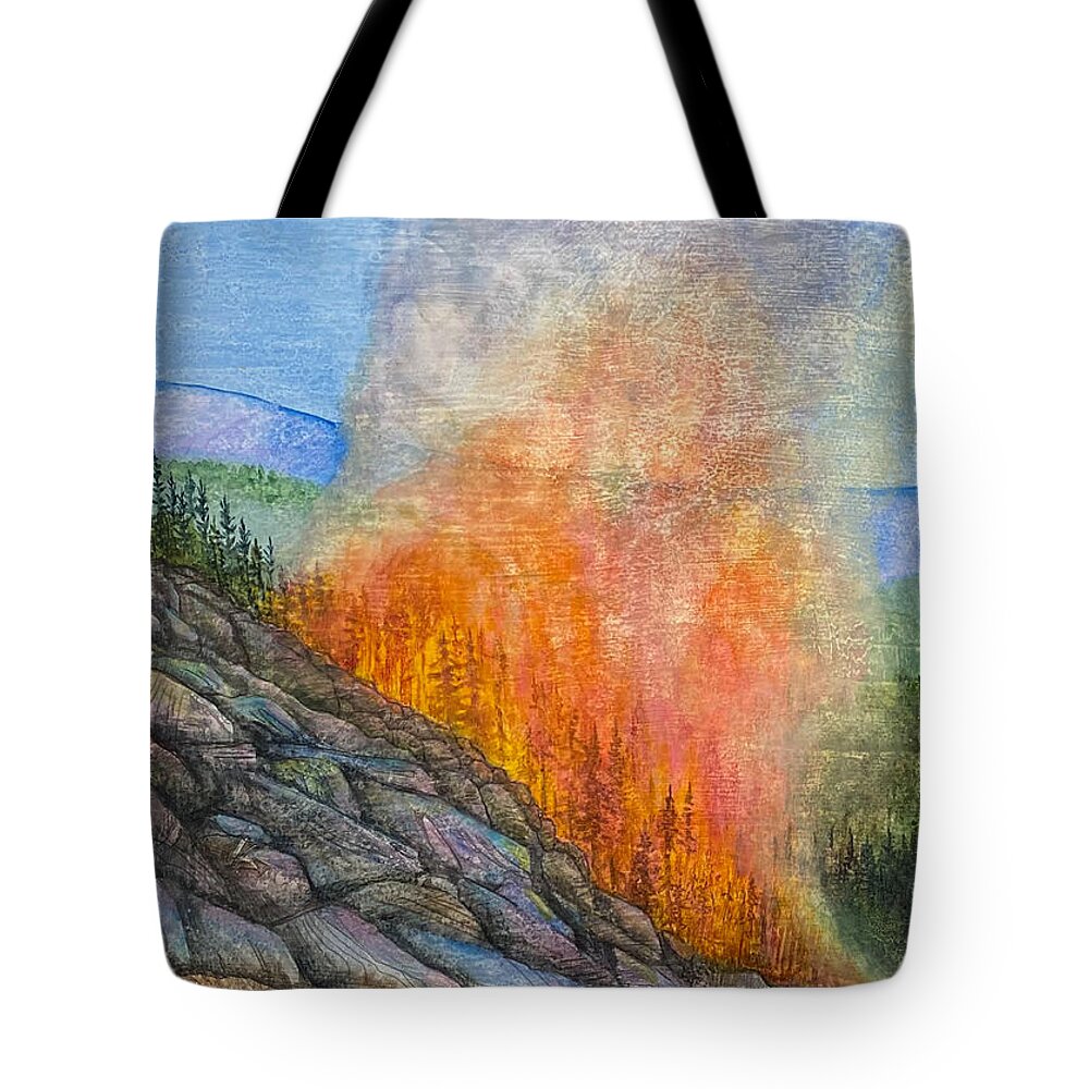 Trees Tote Bag featuring the painting In a moment it's gone...or is it? by Tonja Opperman