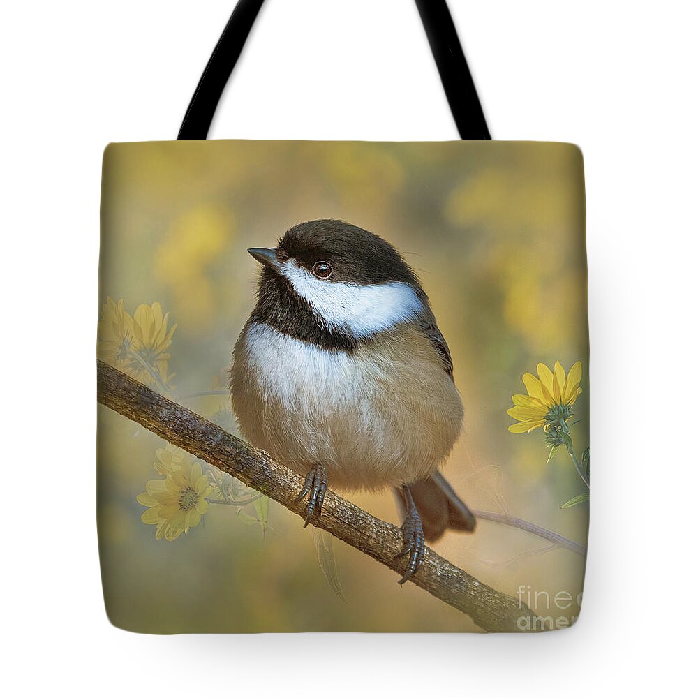 Black-capped Chickadee Tote Bag featuring the photograph In a Summer Dream-Black-capped Chickadee by Sandra Rust