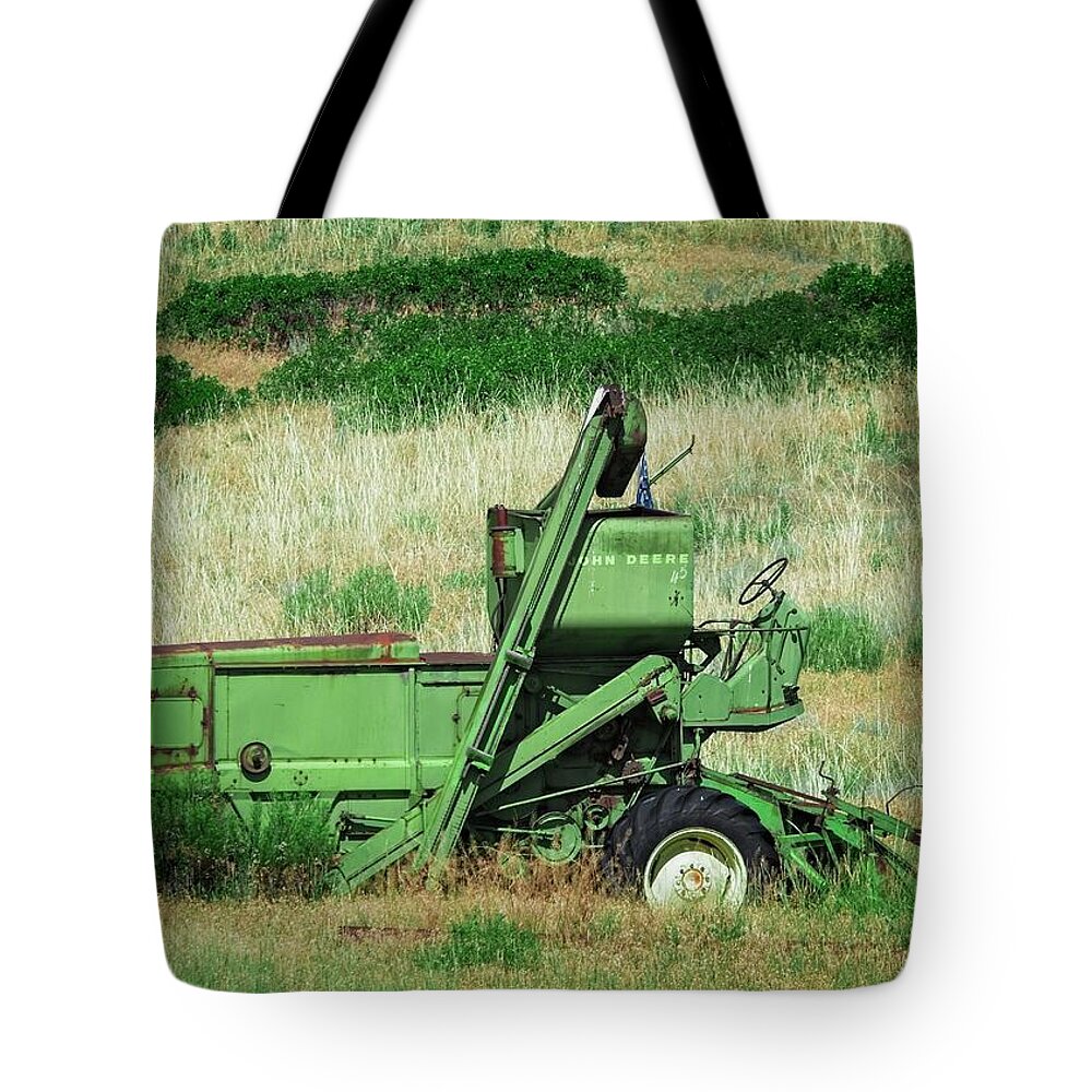 Johndeere Tote Bag featuring the photograph In John Deere Green by Valerie Cason