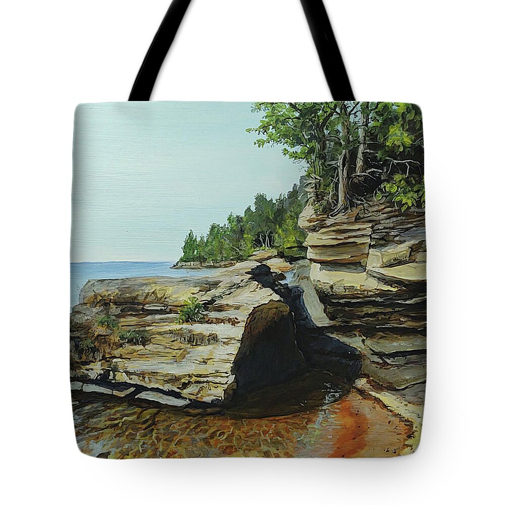 Copper Harbor Tote Bag featuring the painting In Search Of Memories by William Brody