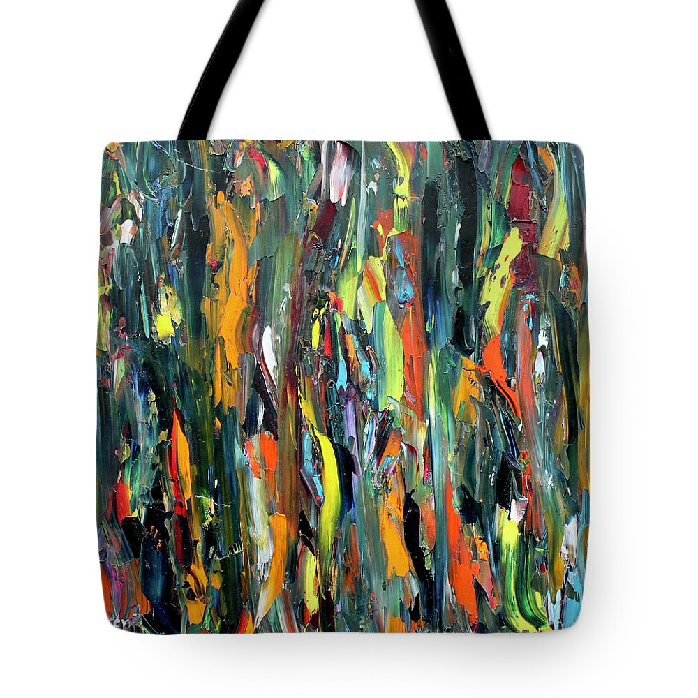 Abstract Tote Bag featuring the painting In the Depths 3 by Teresa Moerer