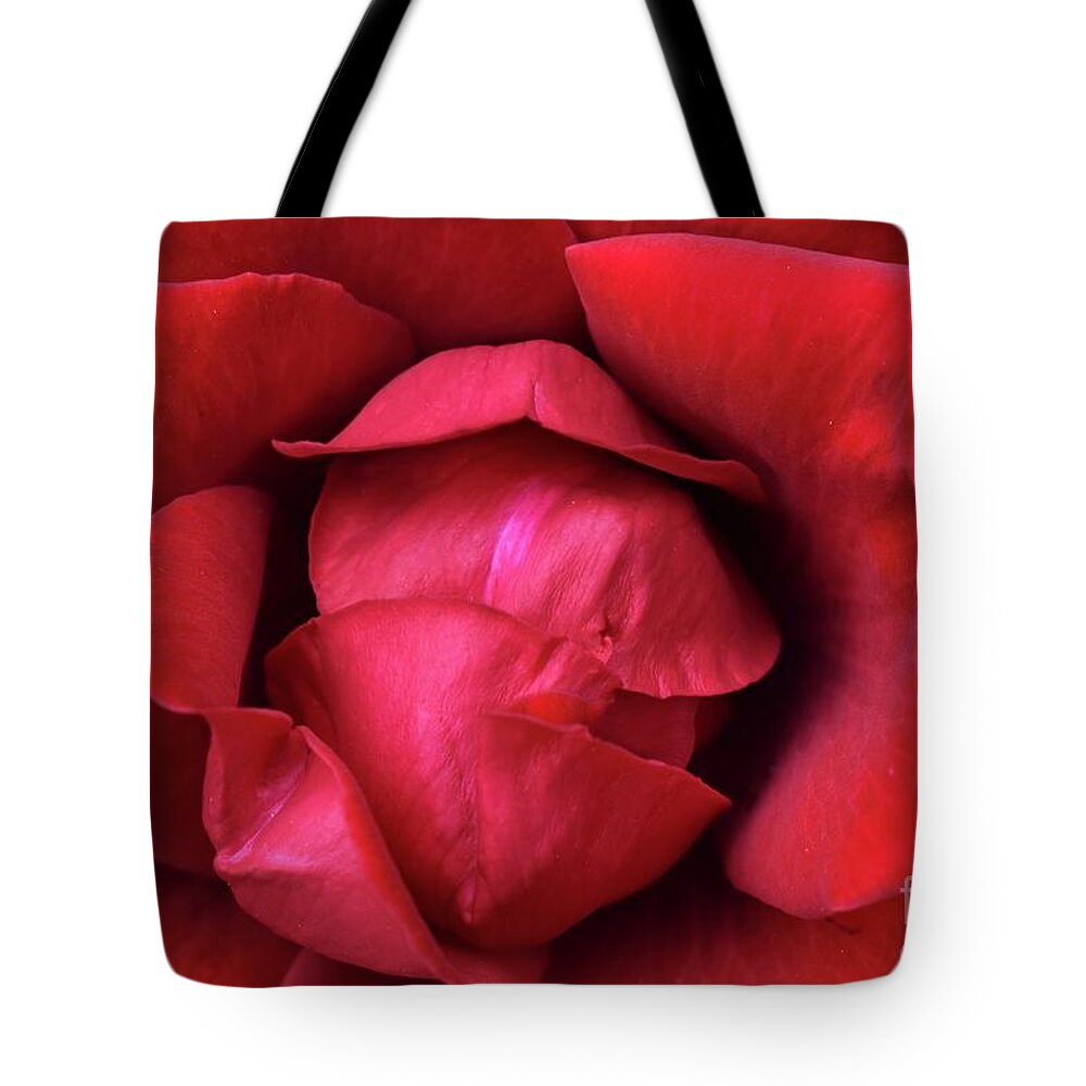 Nature Tote Bag featuring the photograph In The Heart Of Rose Beauty by Leonida Arte