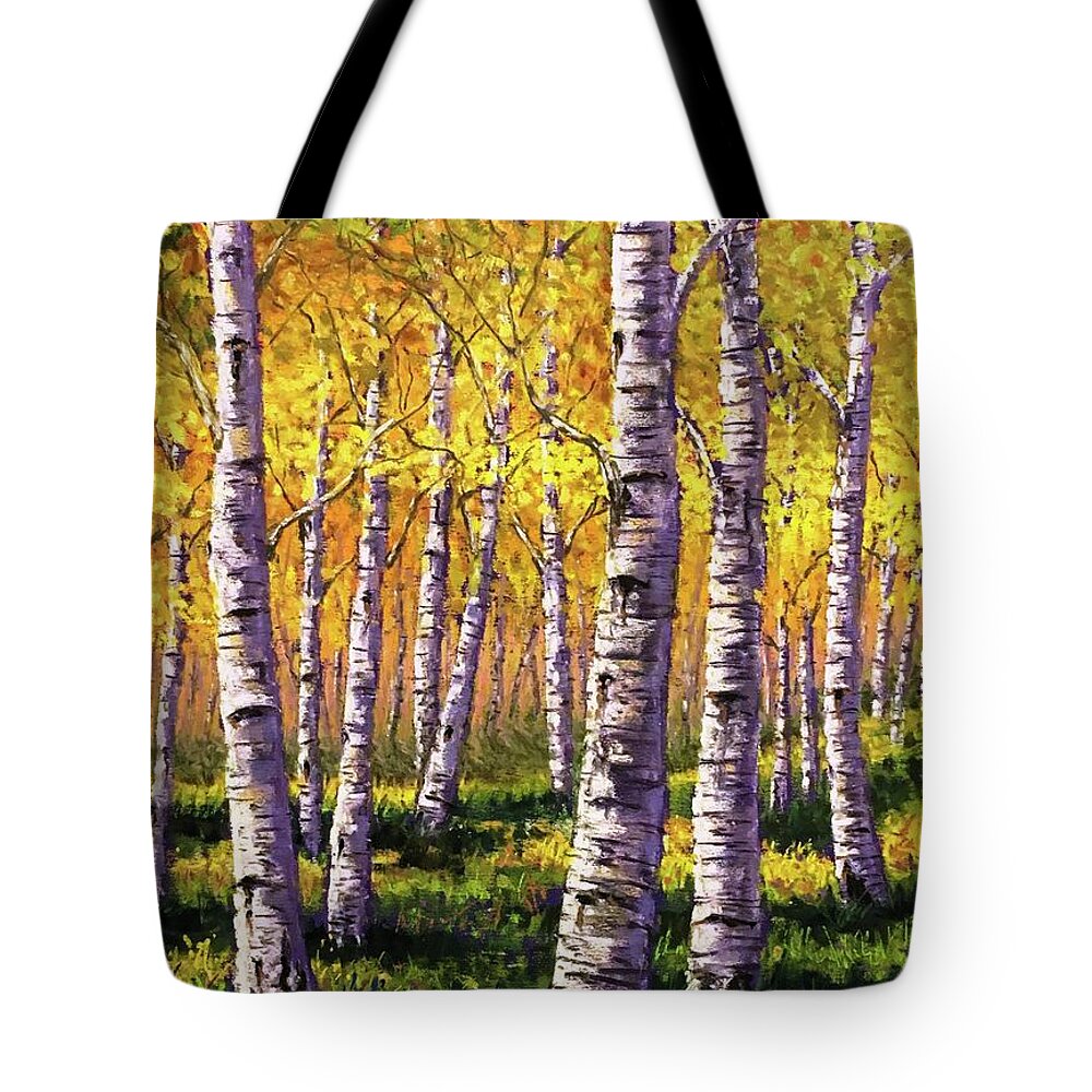 Birch Tote Bag featuring the pastel In the Wood by Lee Tisch Bialczak