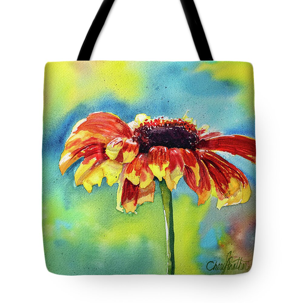 Flower Tote Bag featuring the painting Blanket Flower by Cheryl Prather