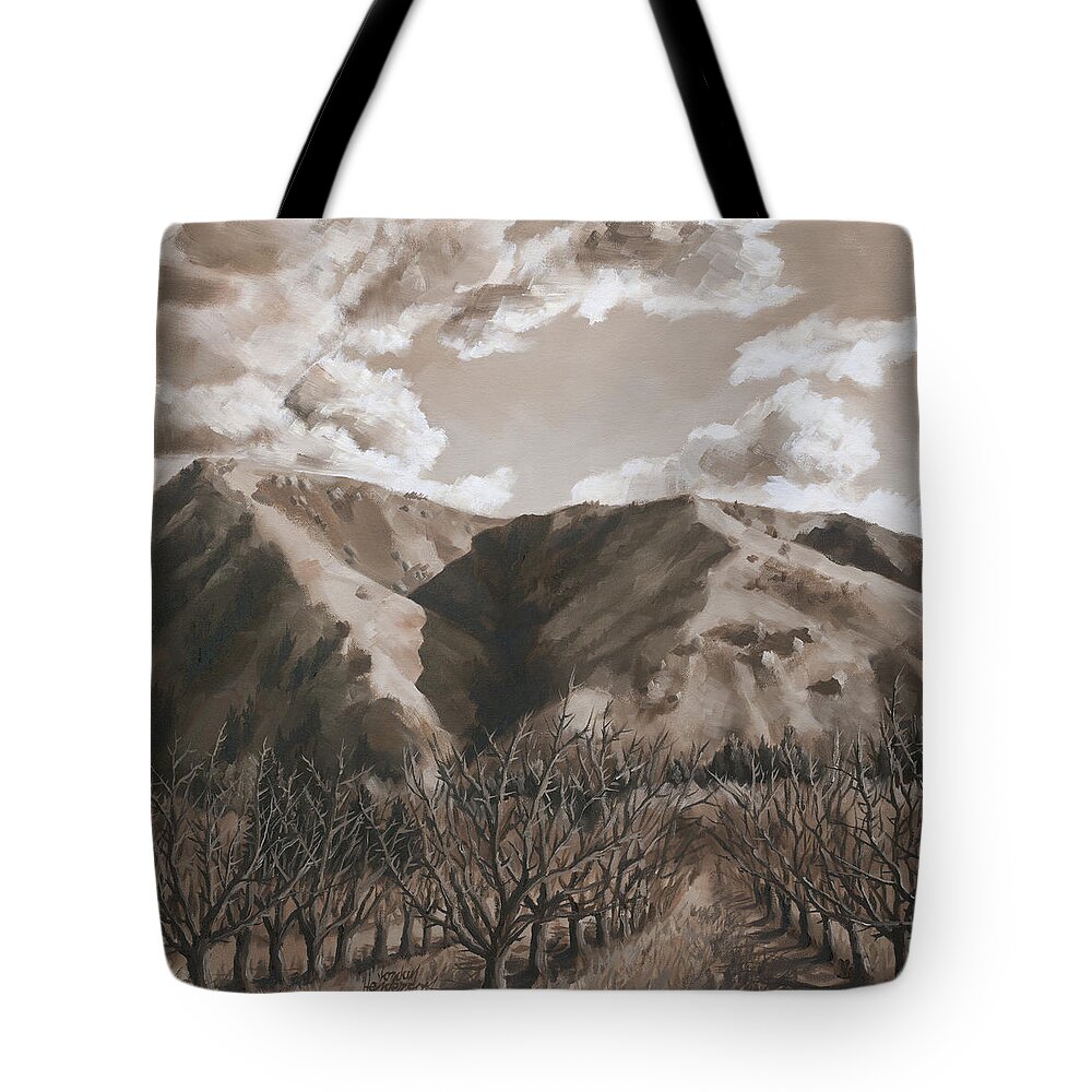 Landscape Tote Bag featuring the drawing Indian Hill by Jordan Henderson