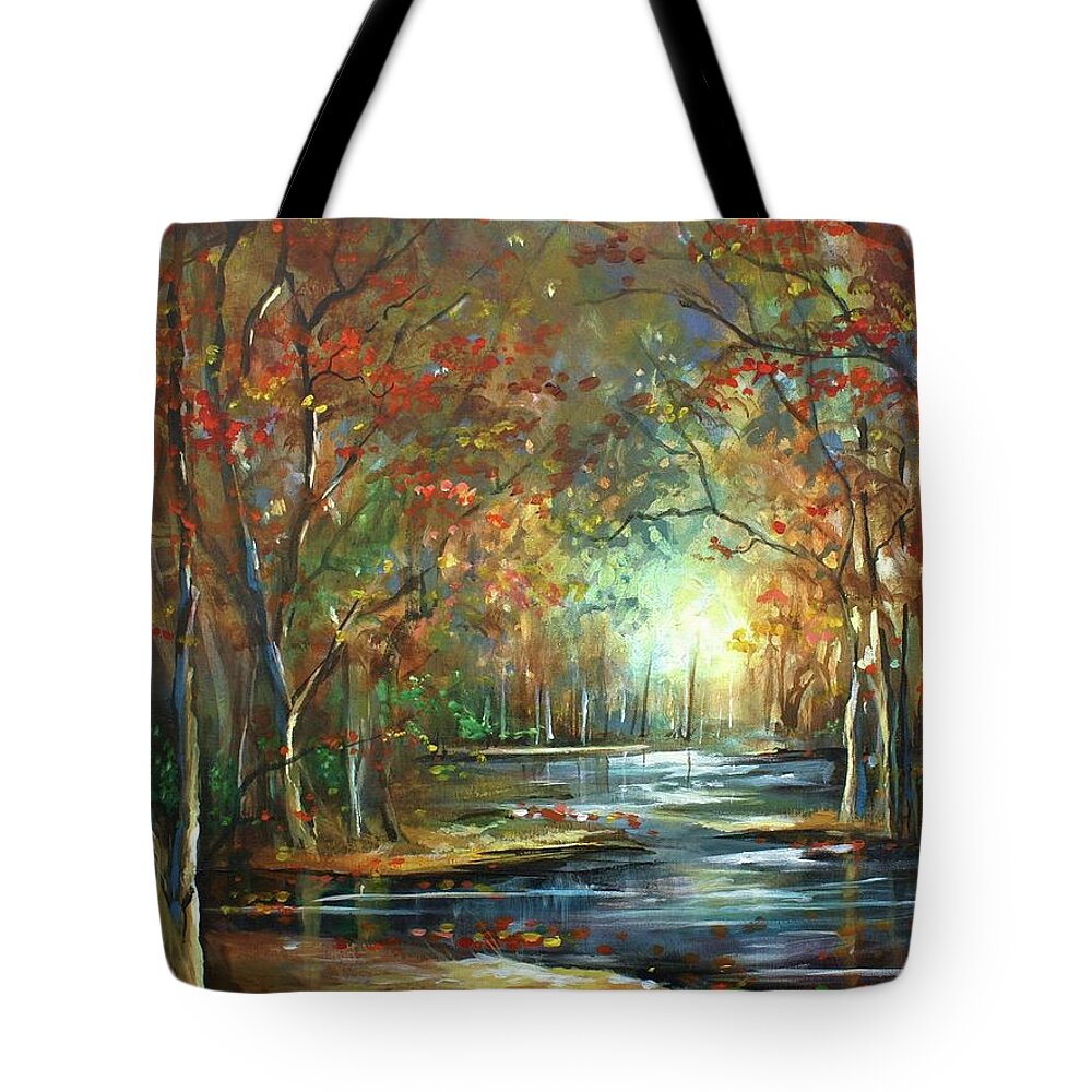 Landscape Tote Bag featuring the painting Indian Summer by Michael Lang