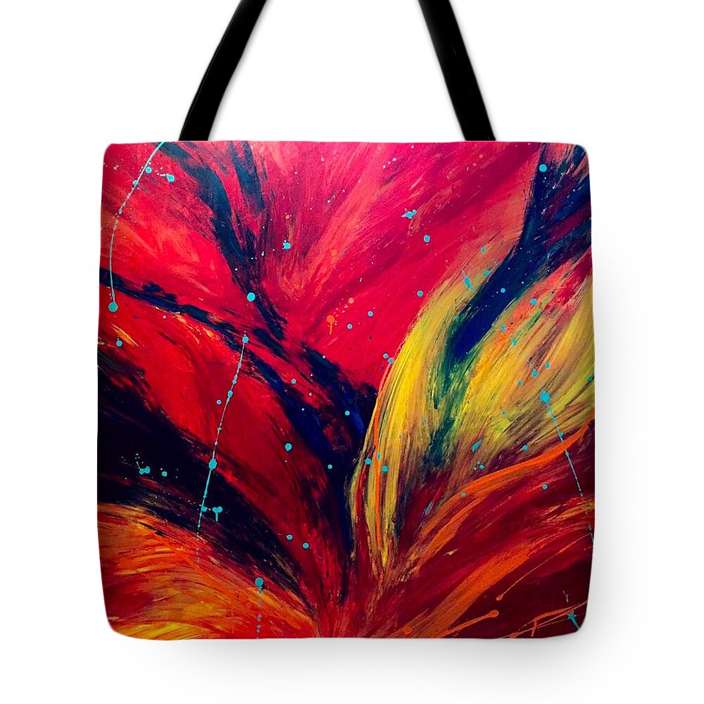 Flames Tote Bag featuring the painting Inferno by Barbara Landry