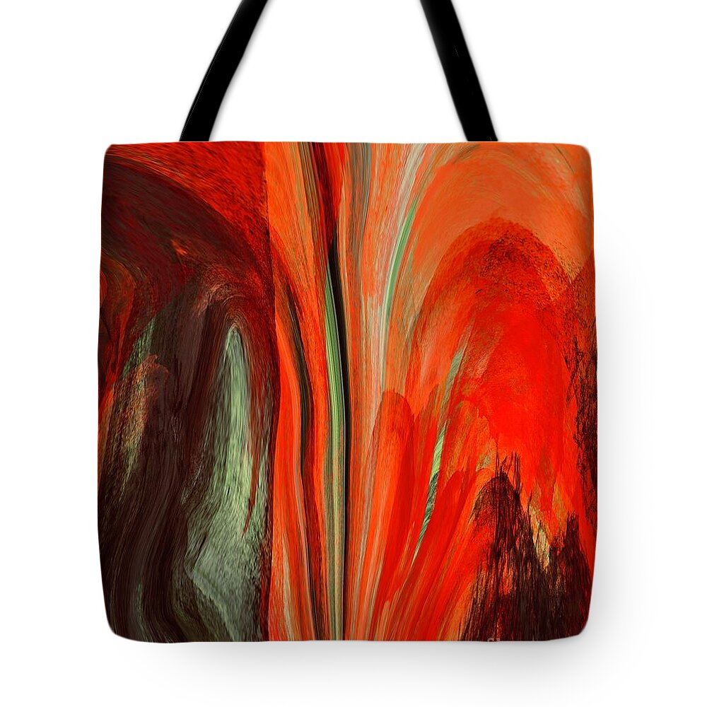 Vibrant Colourful Artwork Tote Bag featuring the digital art Inferno by Elaine Rose Hayward