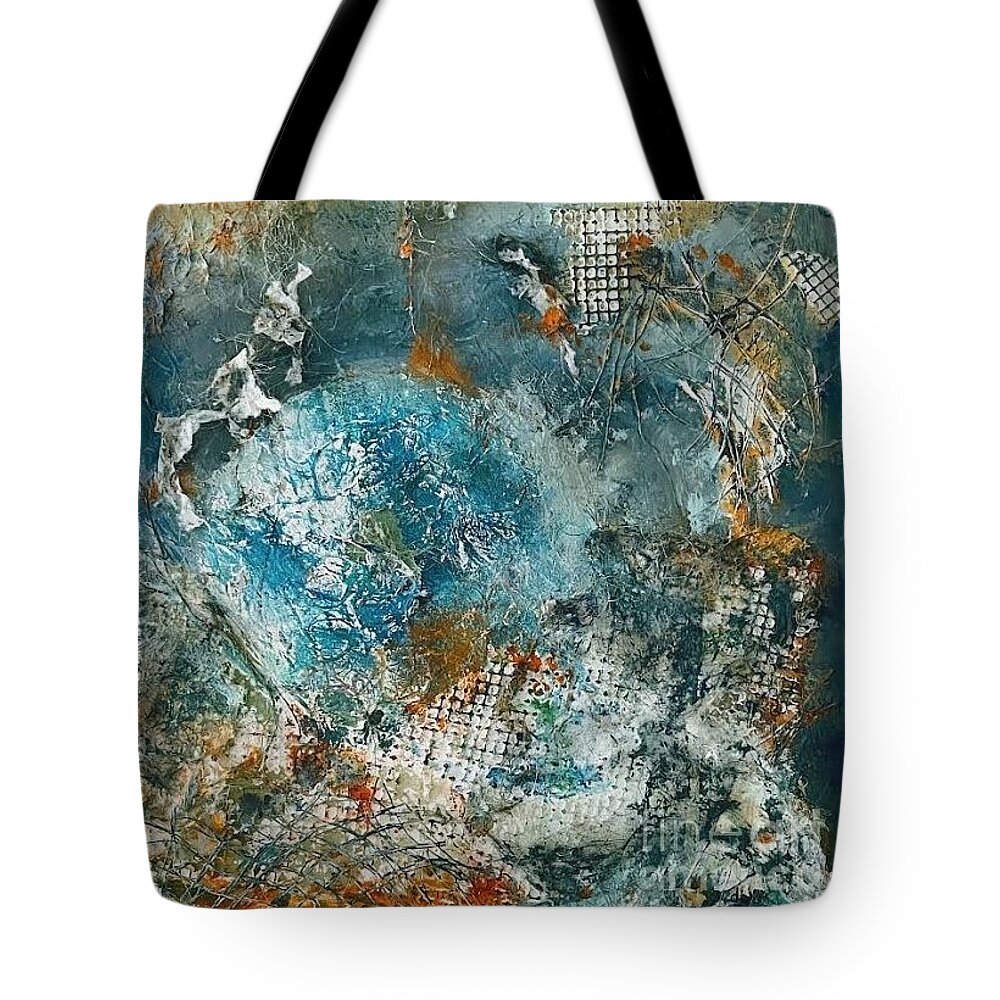 Mixed Media Tote Bag featuring the painting Infinito by Diana Bursztein