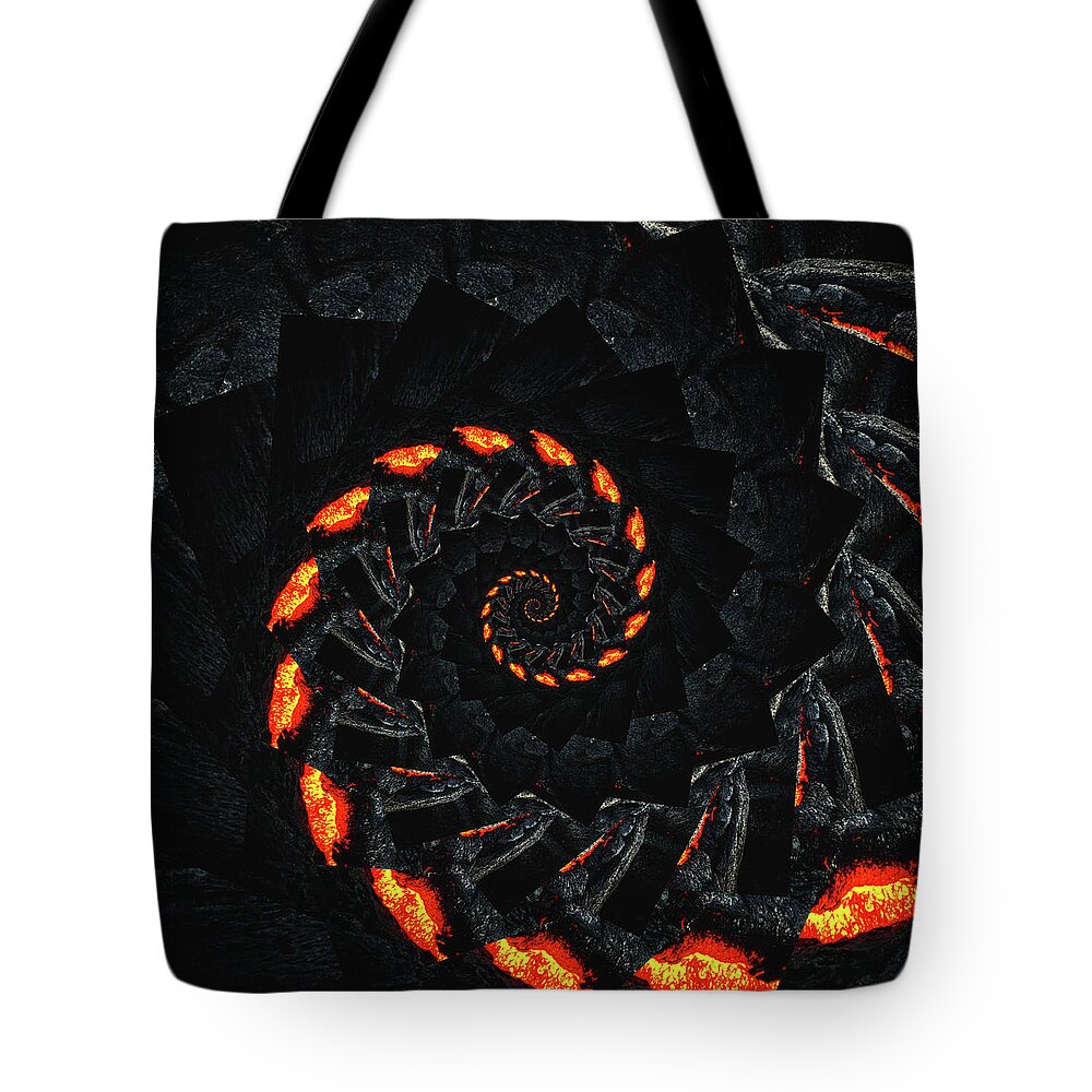 Endless Tote Bag featuring the digital art Infinity Tunnel Spiral Lava 2 by Pelo Blanco Photo