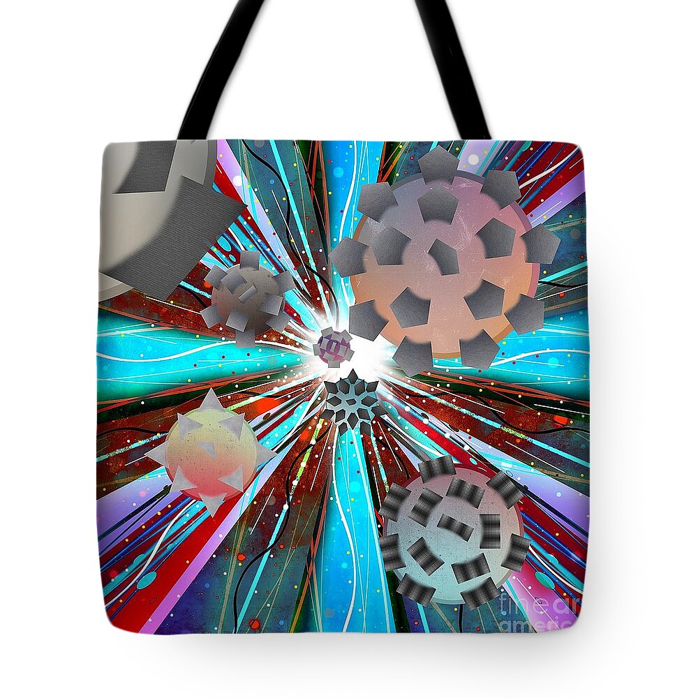 Abstract Art Tote Bag featuring the digital art Information Superhighway by Diamante Lavendar