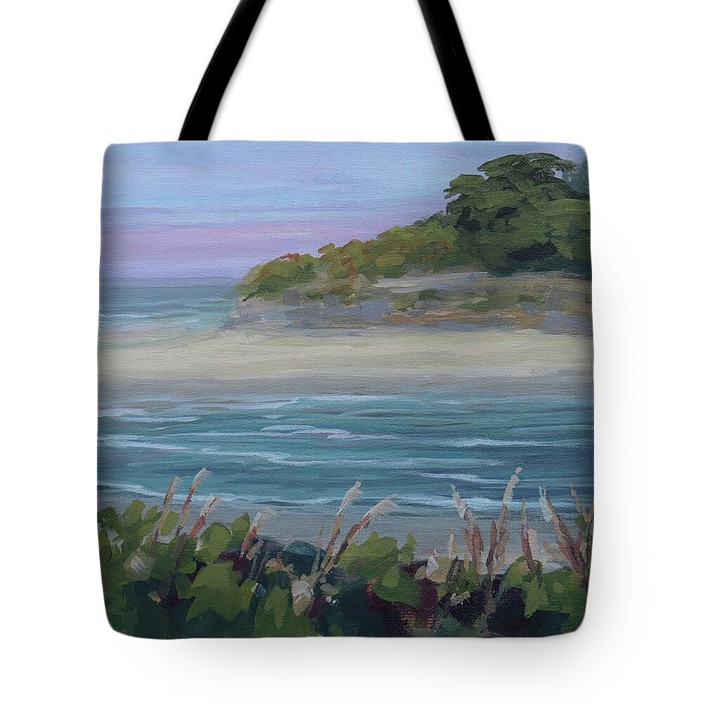 Oregon Tote Bag featuring the painting Inlet - Oregon Coast Painting by Karen Ilari