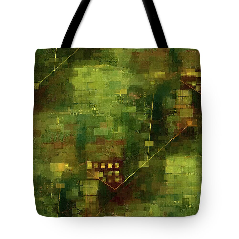 City Lights Tote Bag featuring the mixed media Inner City Abstract by Shelli Fitzpatrick