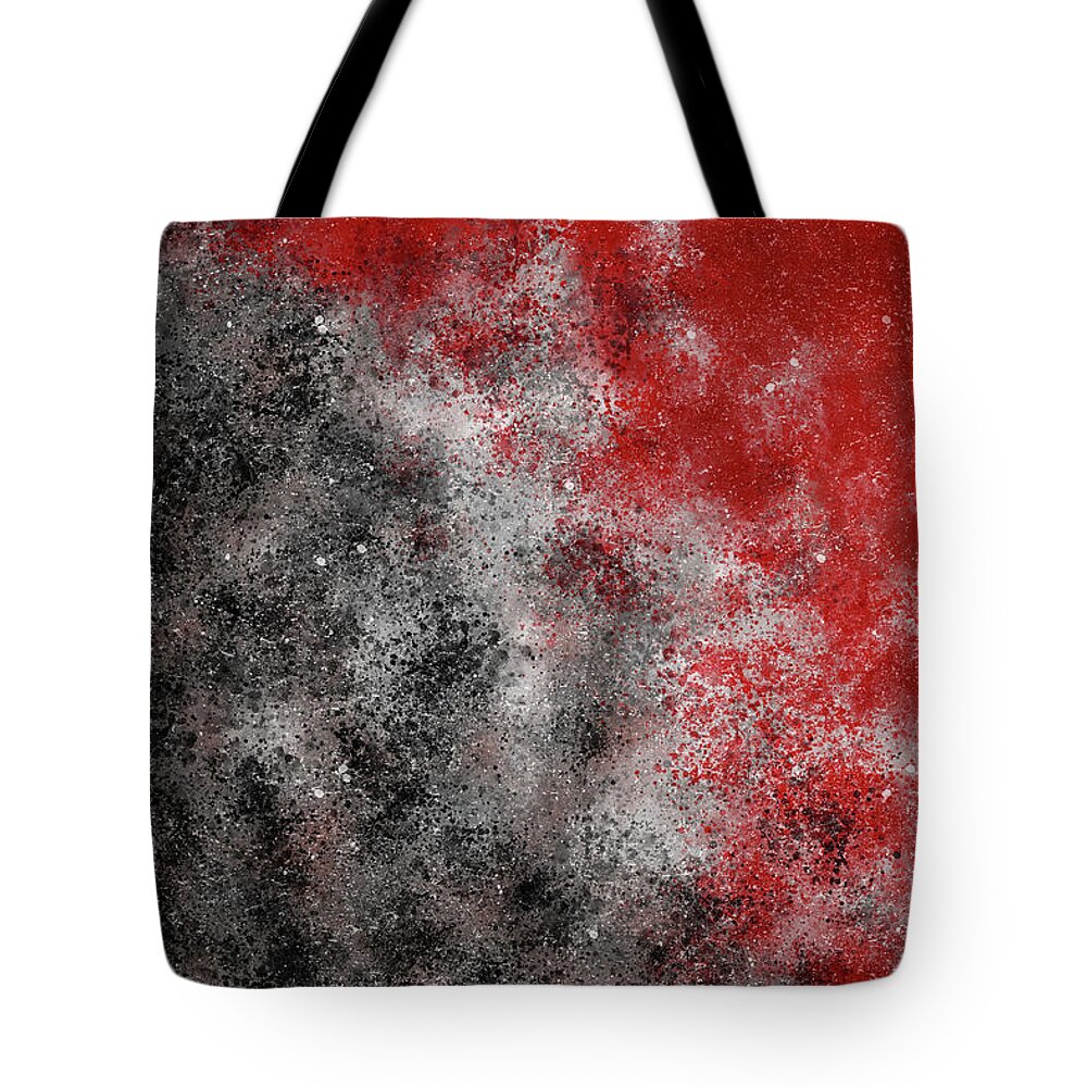 Inner Revolution Tote Bag featuring the mixed media Inner Revolution 3 - Contemporary, Modern - Abstract Expressionist painting - Red, Black, White by Studio Grafiikka