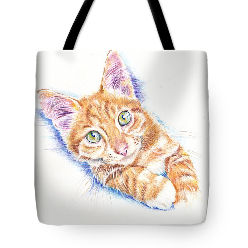 Kitten Tote Bag featuring the painting Innocence by Debra Hall