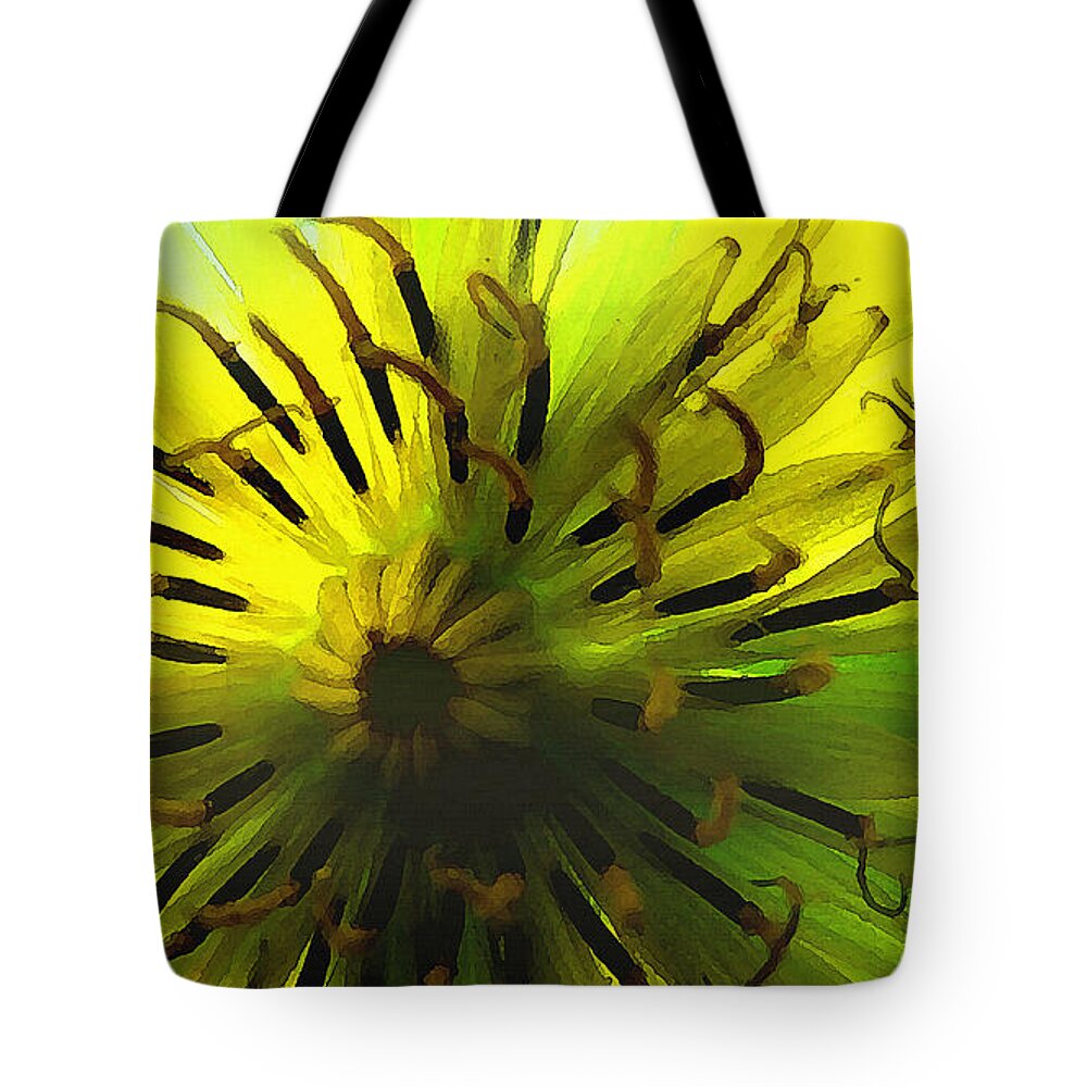 Nature Tote Bag featuring the mixed media Inside a Yellow Goatsbeard by Shelli Fitzpatrick