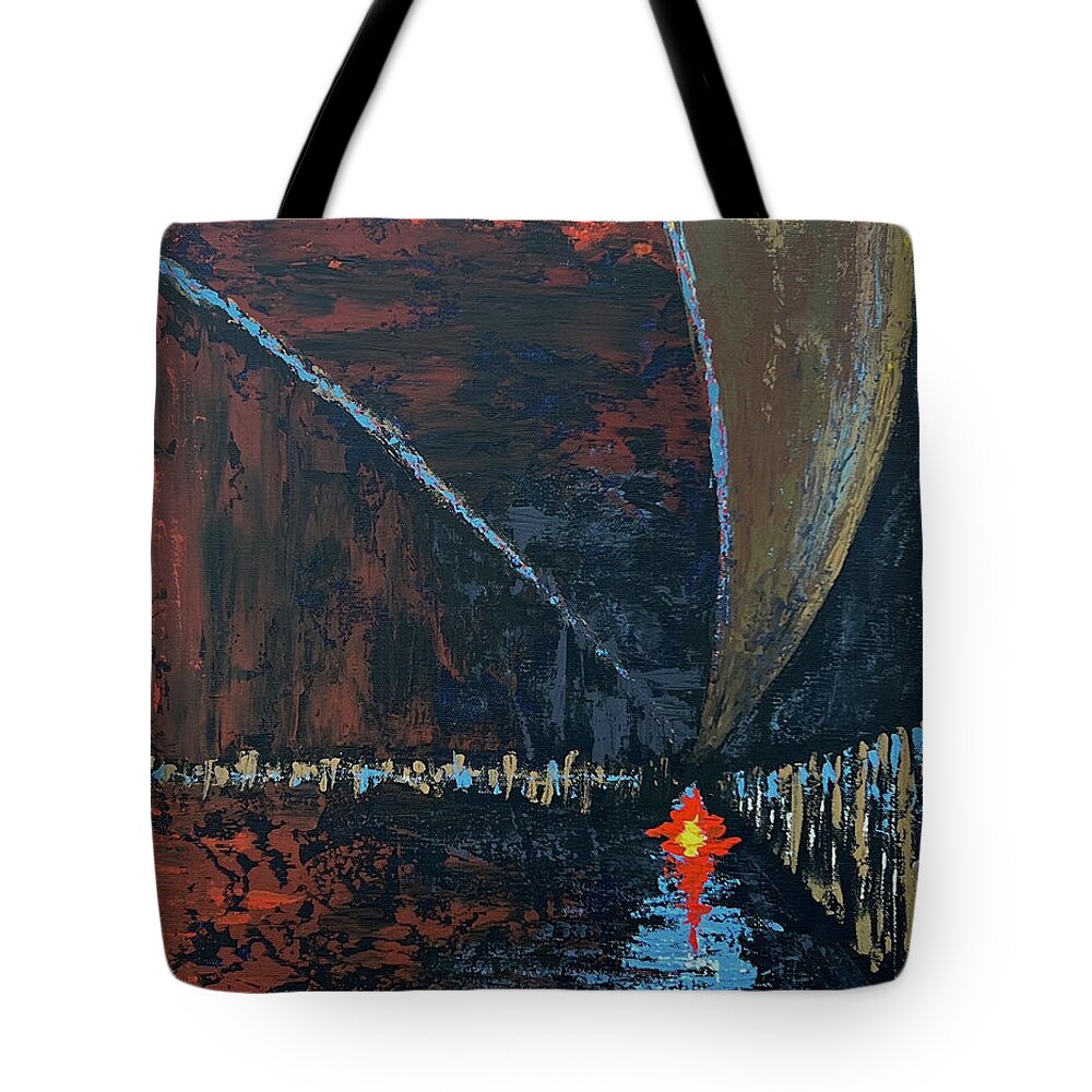 Abstract Tote Bag featuring the painting Inside Out by Tes Scholtz