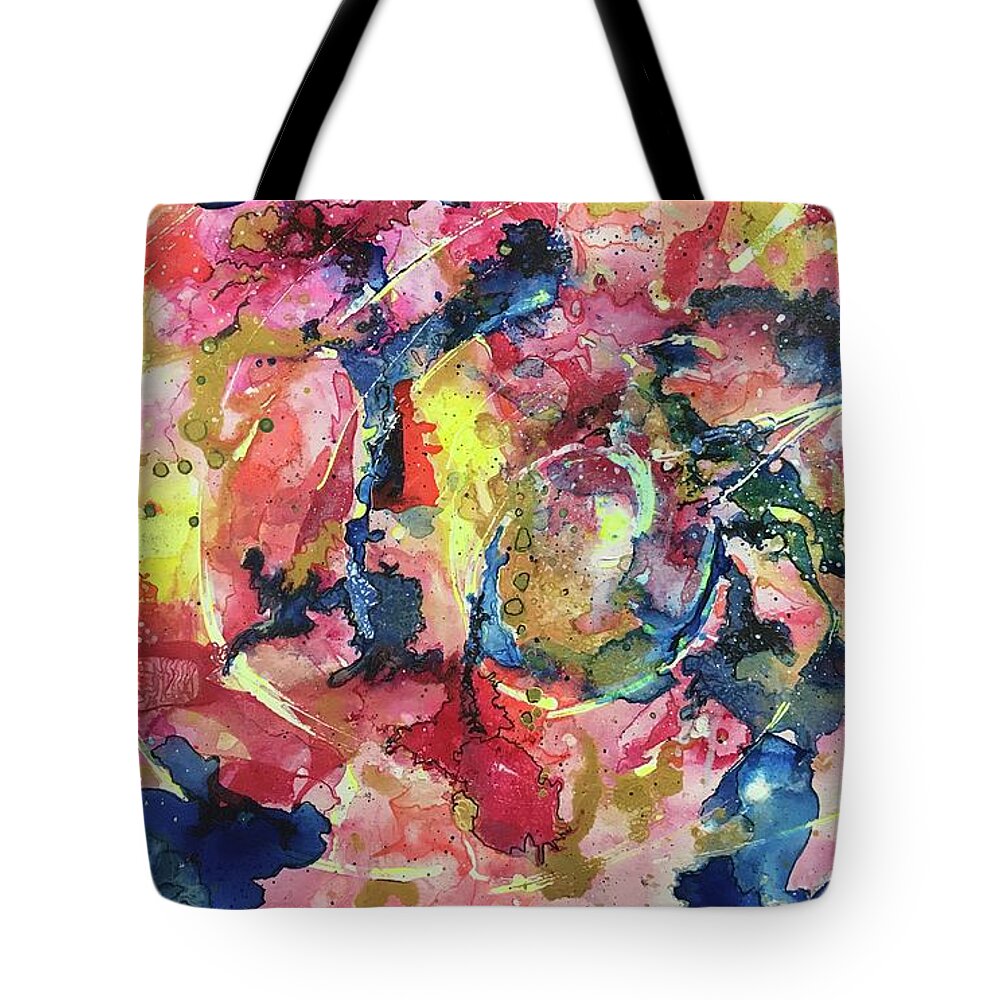 Abstract Tote Bag featuring the painting Inside the Supernova by Eileen Backman