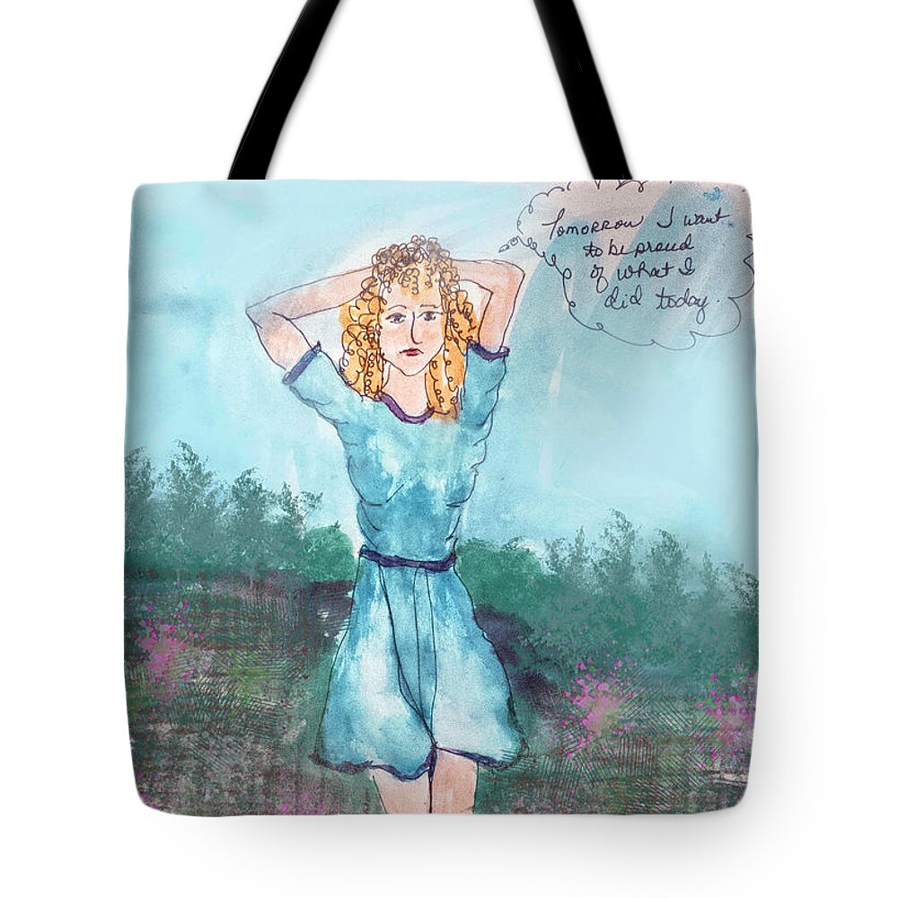 Daily Tote Bag featuring the mixed media Inspiration #17 by Shelley Bain