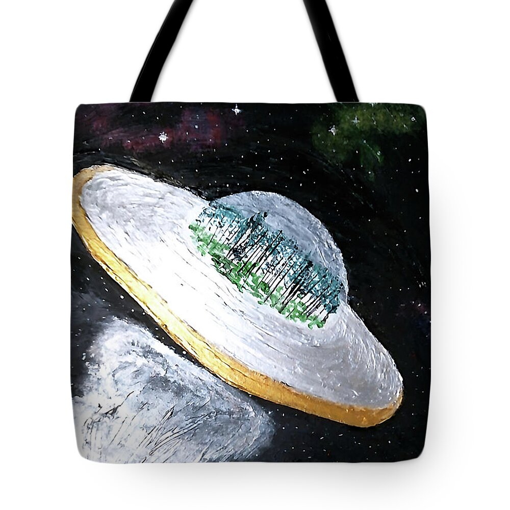 Christina Knight Tote Bag featuring the painting Intergalactic Forrest Delivery Service by Christina Knight