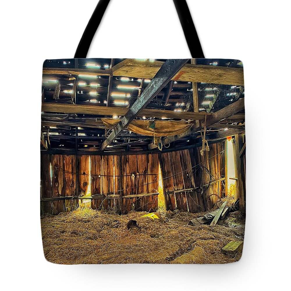 Urbex Tote Bag featuring the photograph Interior of Abandoned Barn by Jerry Abbott