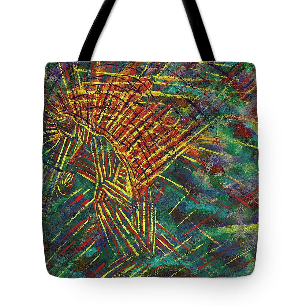 Semi-abstract Art Tote Bag featuring the painting Into the Storm by Tessa Evette