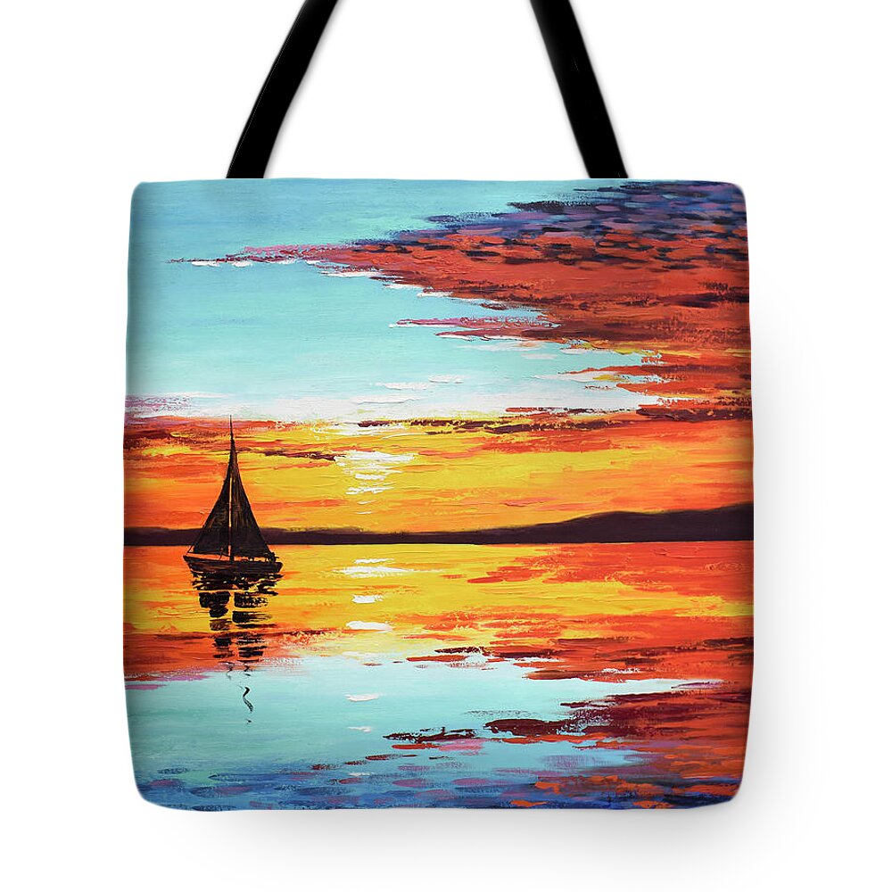 Sunset Tote Bag featuring the painting Into the sunset by Graham Gercken
