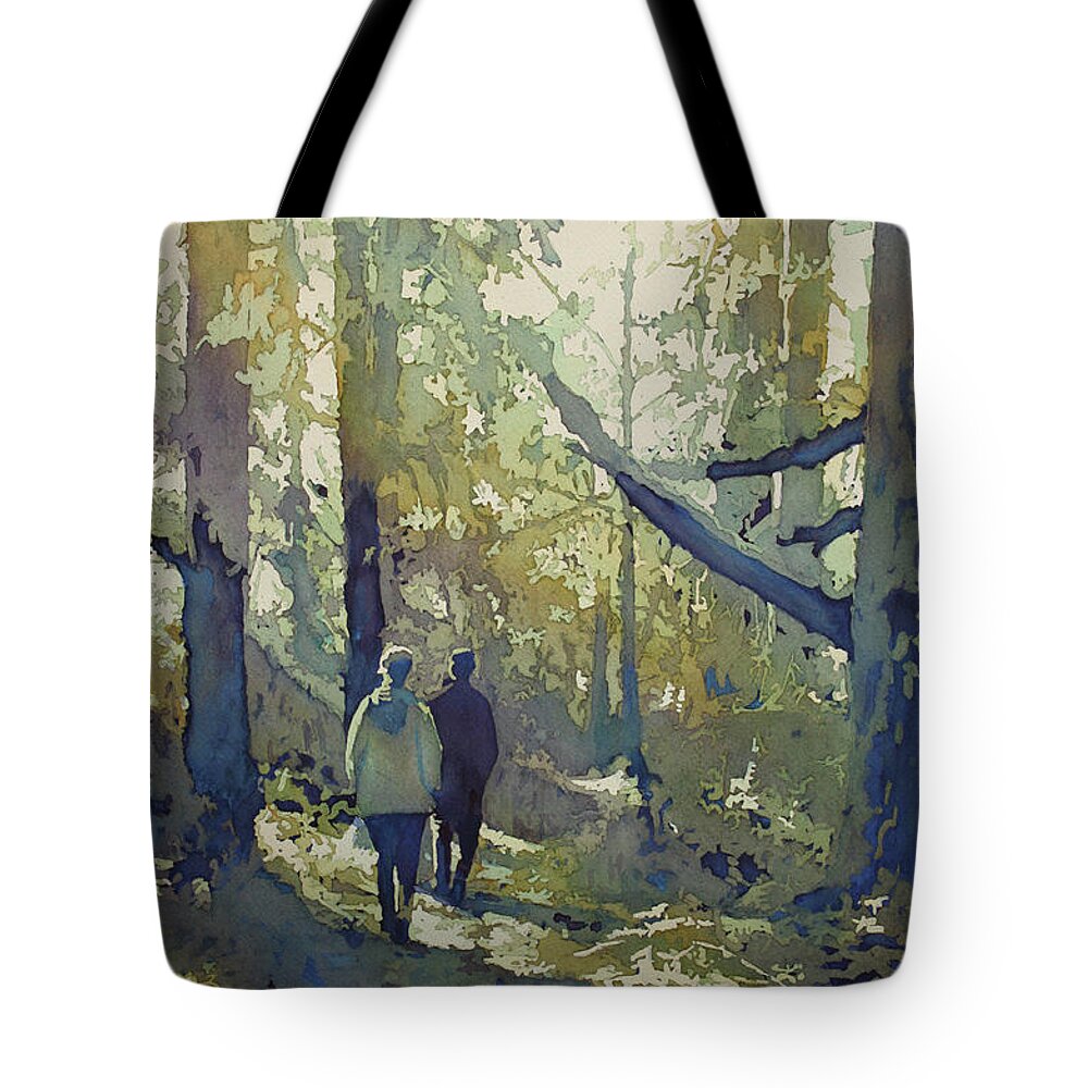 Woods Tote Bag featuring the painting Into the Woods by Jenny Armitage