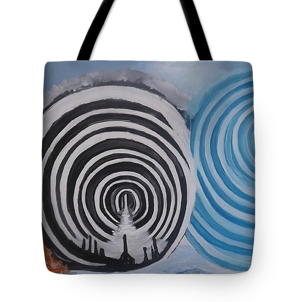 Acrylic Tote Bag featuring the painting Inverse Realities by Denise Morgan