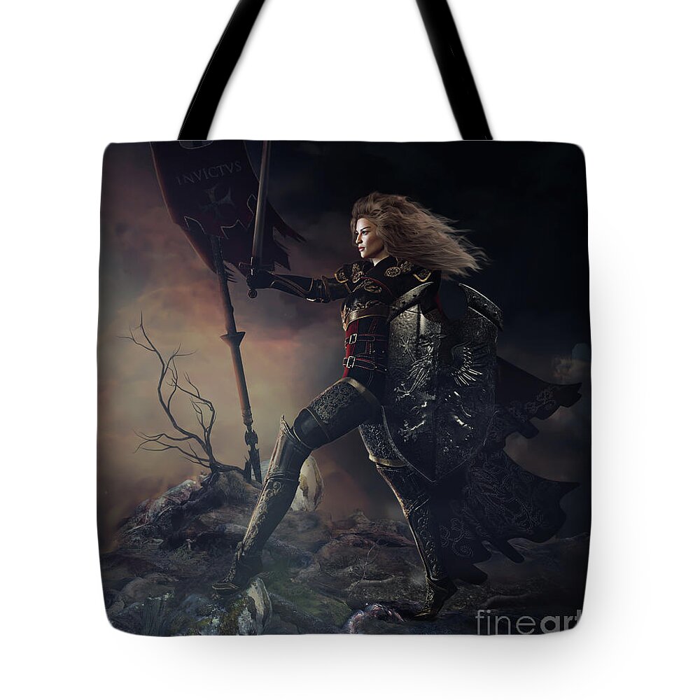 Invictus Tote Bag featuring the digital art Invictus by Shanina Conway