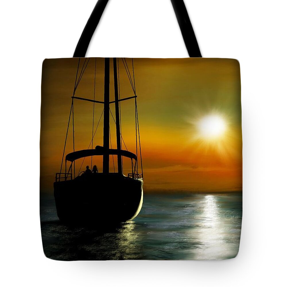 Illustration Tote Bag featuring the digital art IPad Painting - Into the Night by Ron Grafe