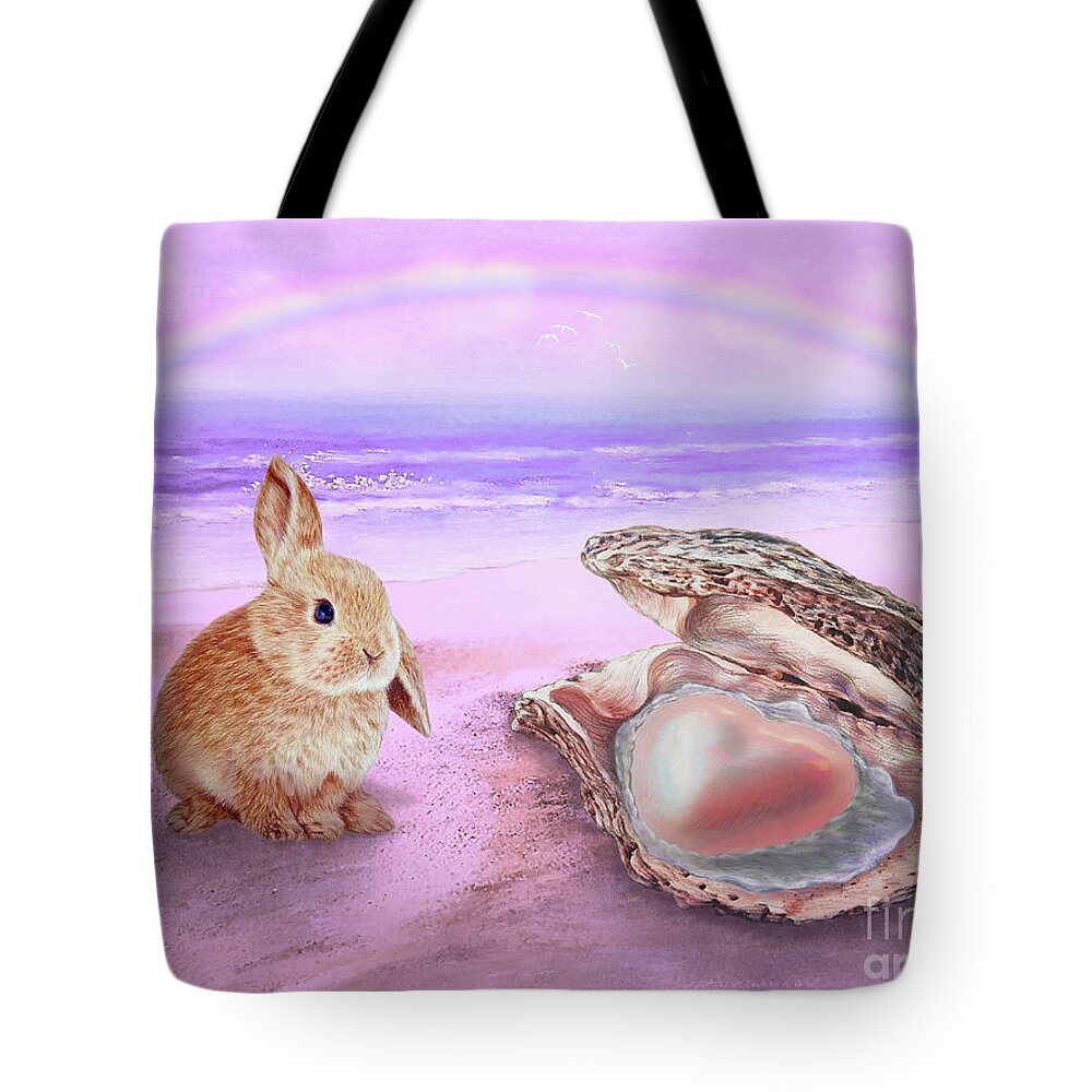 Oyster Tote Bag featuring the painting Iridescent Love by Yoonhee Ko