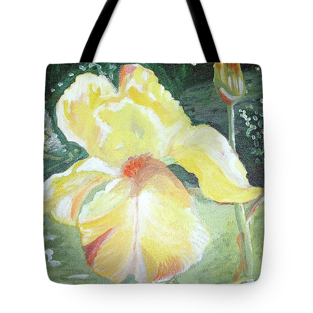 Iris Tote Bag featuring the painting Iris 2 by Genevieve Holland