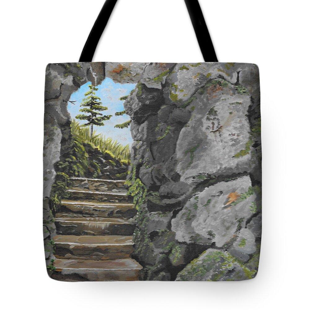 Ireland Tote Bag featuring the painting Irish Stairs by David Bigelow