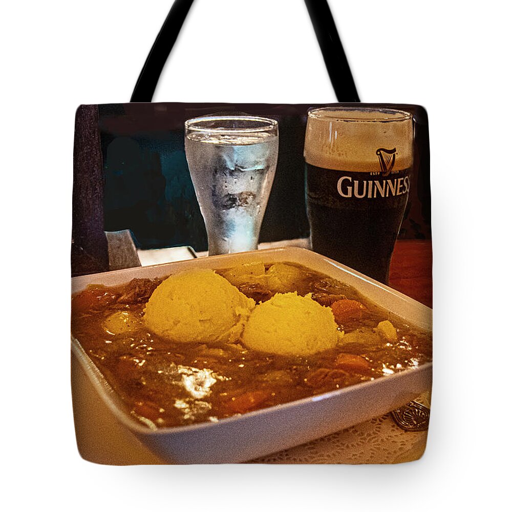 Irish Stew Tote Bag featuring the photograph Irish Stew and a Guinness by Edward Shmunes