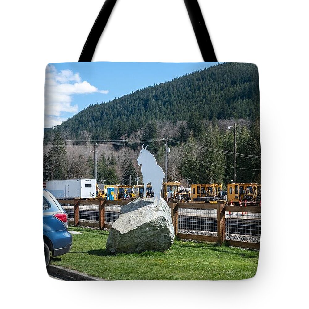 Iron Gate Silhouette Tote Bag featuring the photograph Iron Goat Silhouette by Tom Cochran