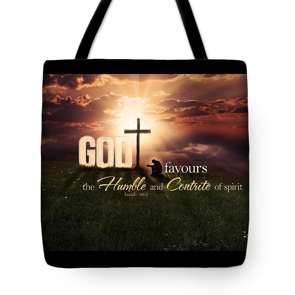  Tote Bag featuring the digital art Isaiah 66 verse 2 by Jorge Figueiredo