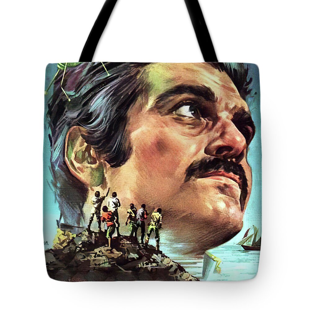 Isla Tote Bag featuring the painting ''Isla Misteriosa y el capitan nemo la'', 1973, painting by Jano by Movie World Posters
