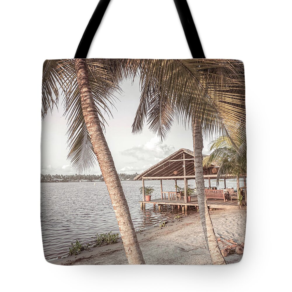 African Tote Bag featuring the photograph Island Beachhouse Dock by Debra and Dave Vanderlaan