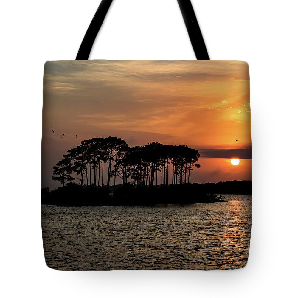 Island Tote Bag featuring the photograph Island Orange Sunset by Beachtown Views
