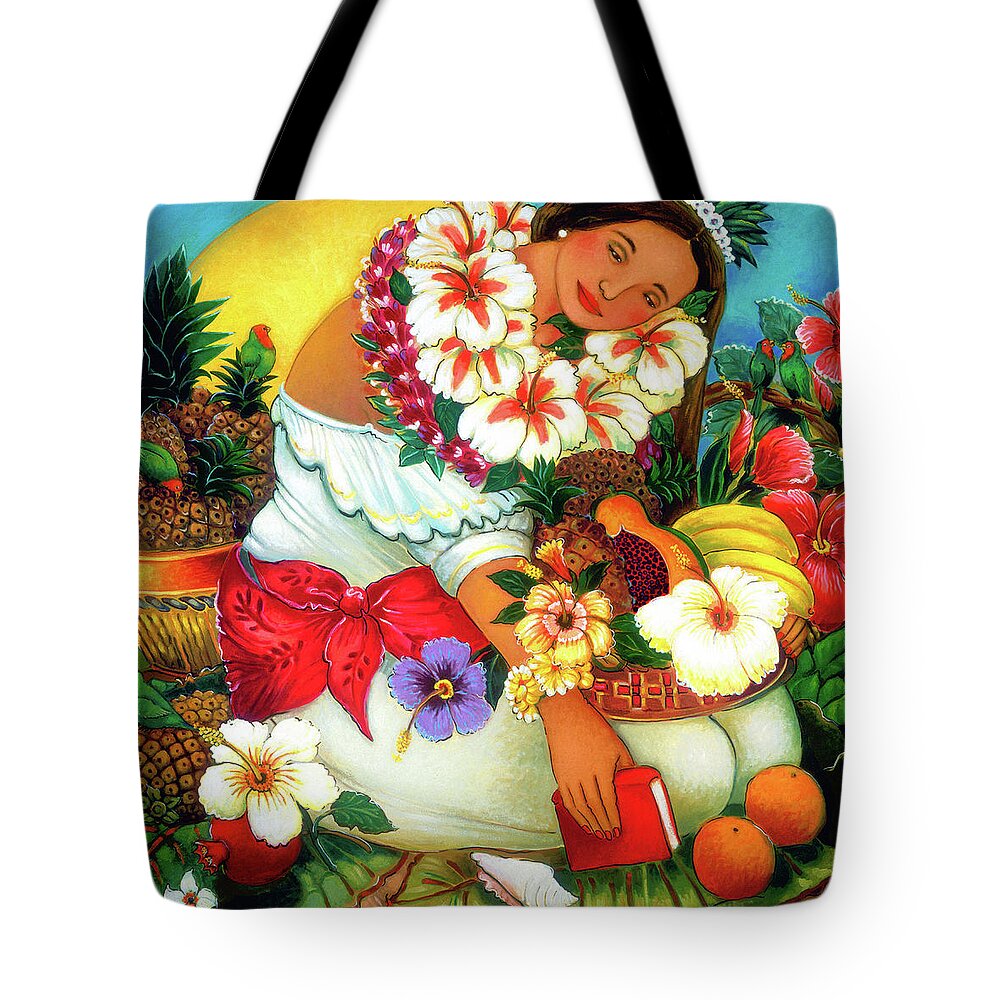 Book Tote Bag featuring the painting Island Red Book by Linda Carter Holman