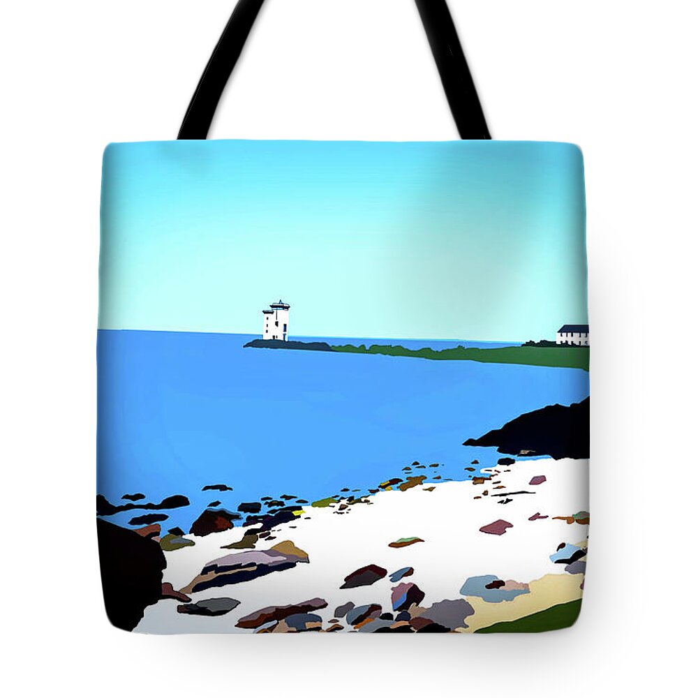 Lighthouse Islay Scotland Tote Bag featuring the digital art Islay Lighthouse by John Mckenzie