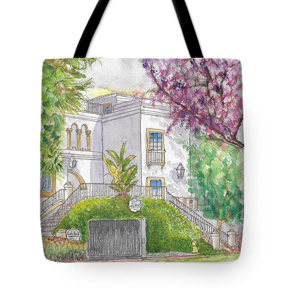 Isola Bella Townhouses Tote Bag featuring the painting Isola Bella Townhouses, West Hollywood, California by Carlos G Groppa