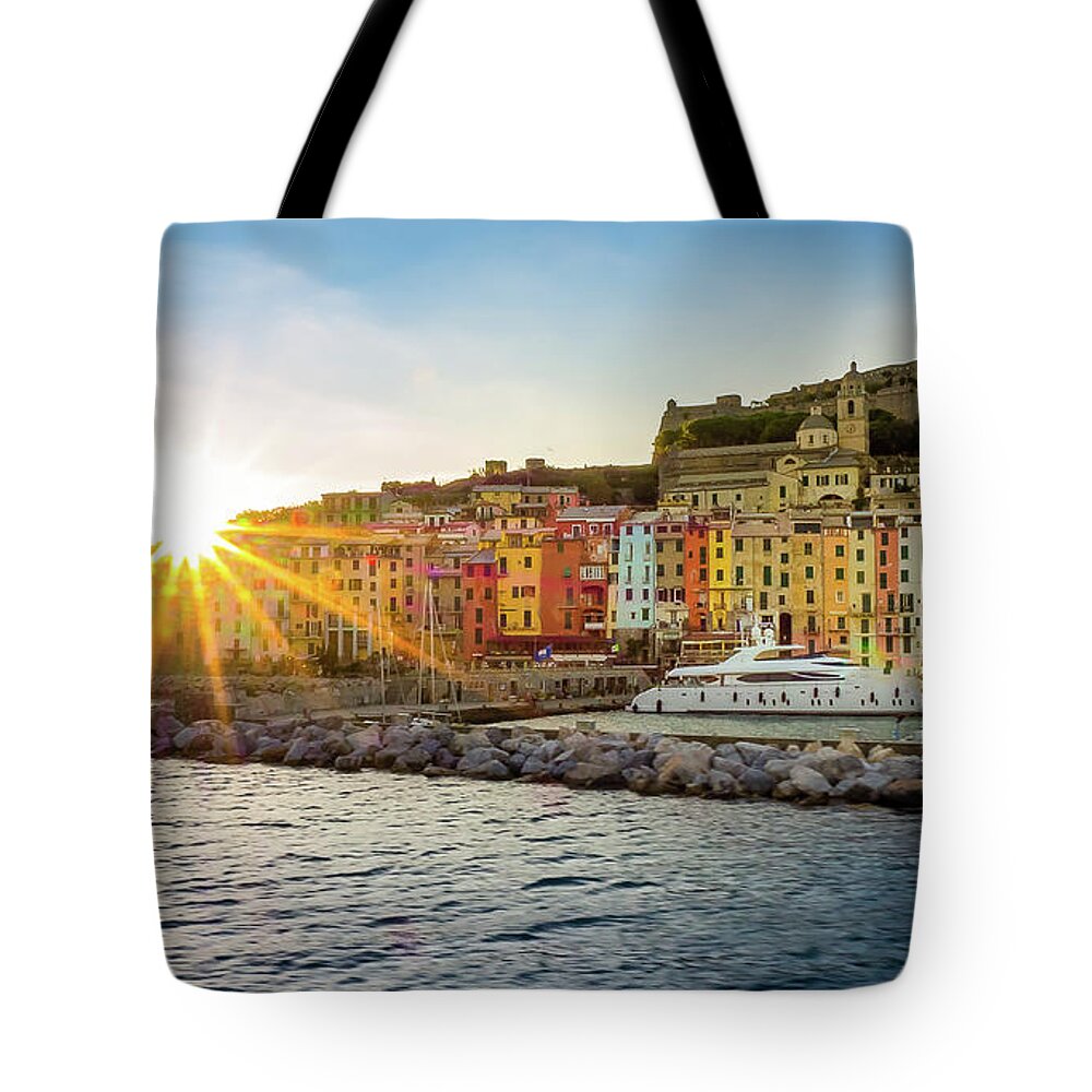 Italy Tote Bag featuring the photograph Italian harbor at sunset by Robert Miller