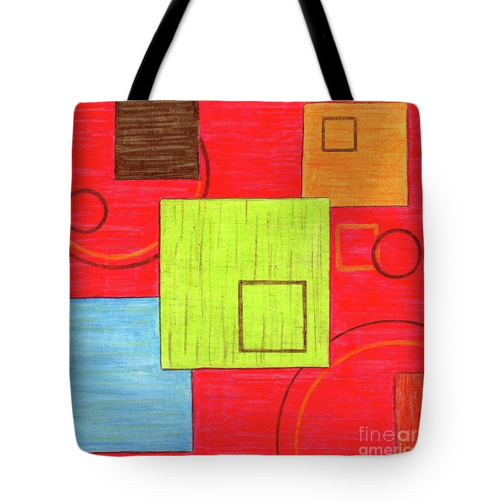 Abstract Tote Bag featuring the mixed media It's Hip to Be Square by Donna Mibus
