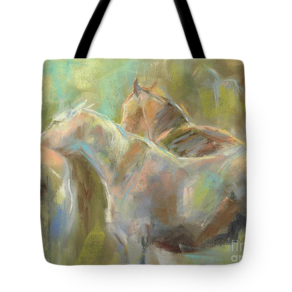 Horses Tote Bag featuring the painting I've Got This by Frances Marino