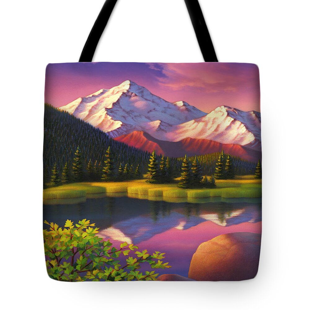 Mountain Scene Tote Bag featuring the painting Ivory Mountain by Robin Moline